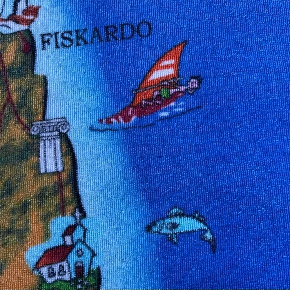 Kefalonia Greece Island Map Beach Towel Greek Key 100% Cotton 30x57 Souvenir